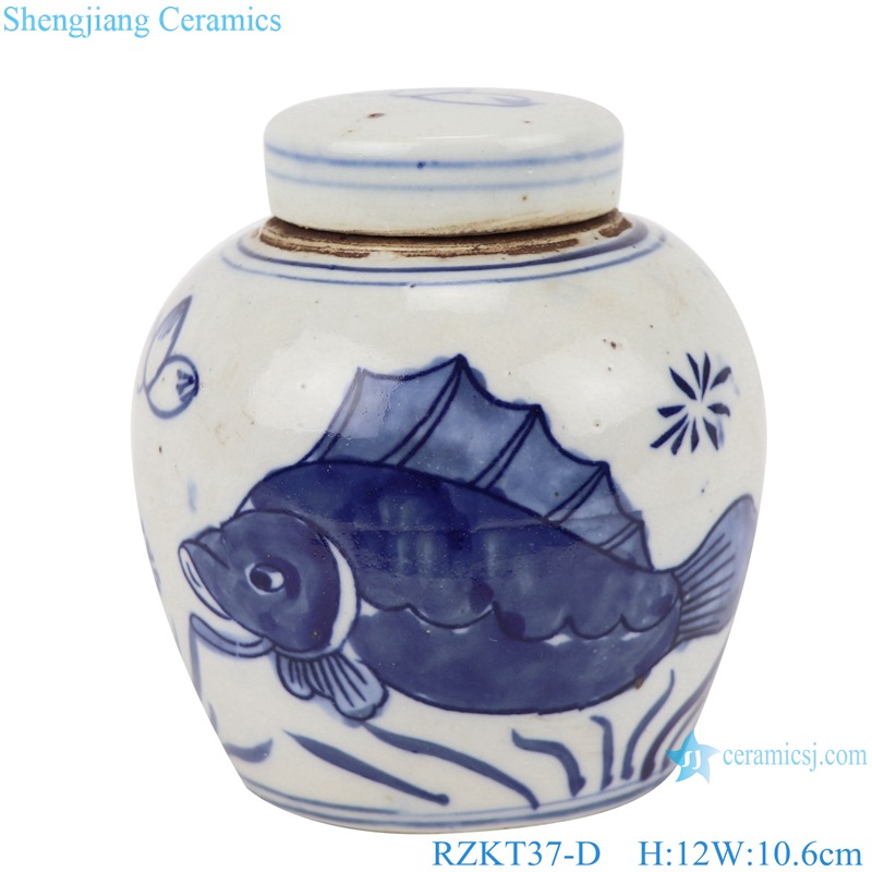 RZKT37-D Chinese blue and white multi-pattern ceramic storage pot sets