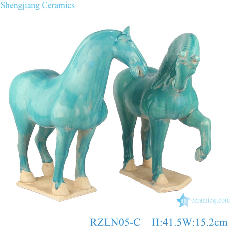 RZLN05-C Handmade ceramic horses figurine with 2 colors for home decoration