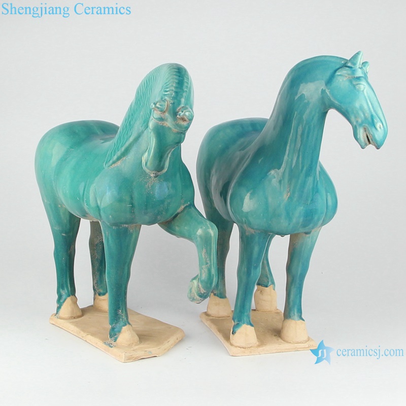 RZLN05-C Handmade ceramic horses figurine with 2 colors for home decoration