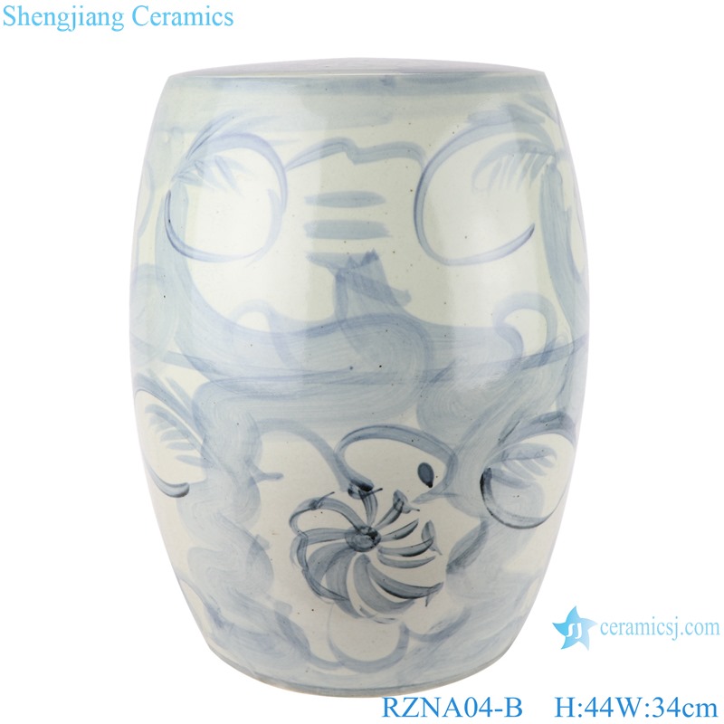 RZNA04-B Chinese handmade light blue pattern porcelain stools