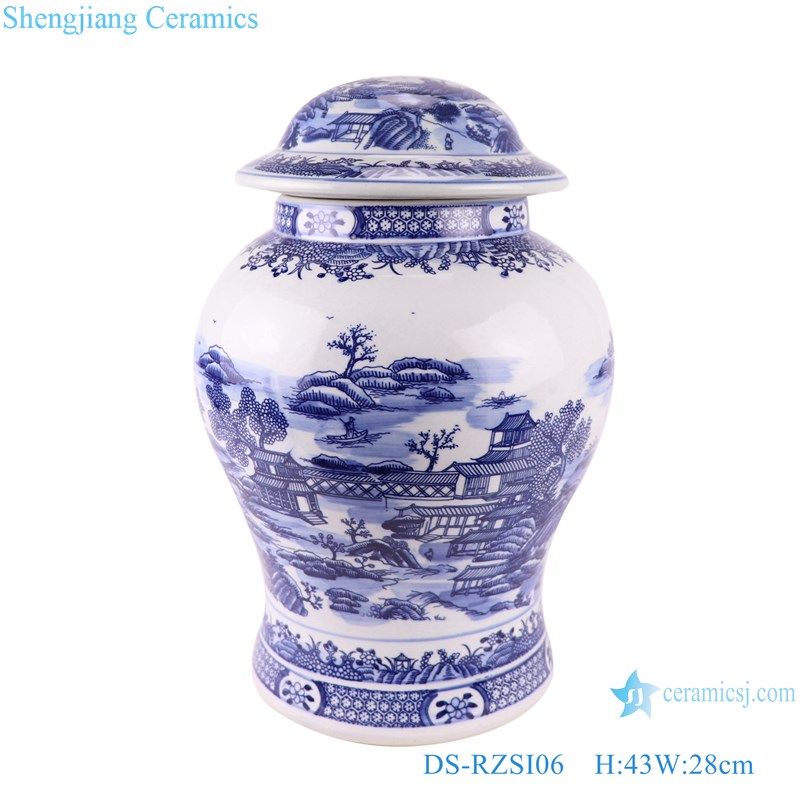Blue and white landscape jar ceramic table lamp storage vase jars