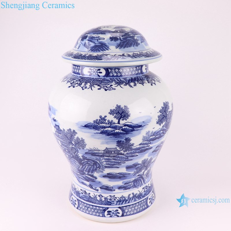 Blue and white landscape jar ceramic table lamp-profile