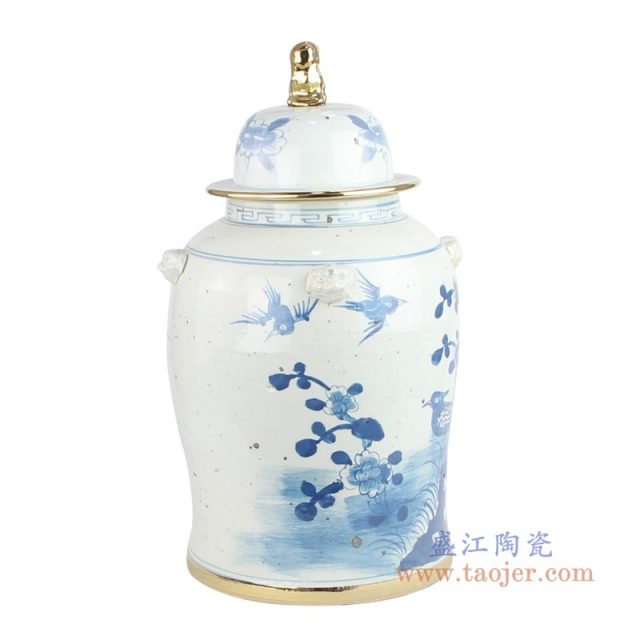 RYKB156-A handmade ceramic blue and white ginger jar flower patterns 