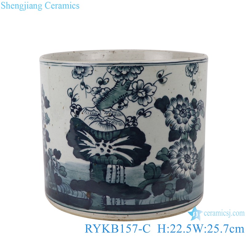 RYKB157-C Antique blue and white flower design multi-pattern ceramic round pen holder