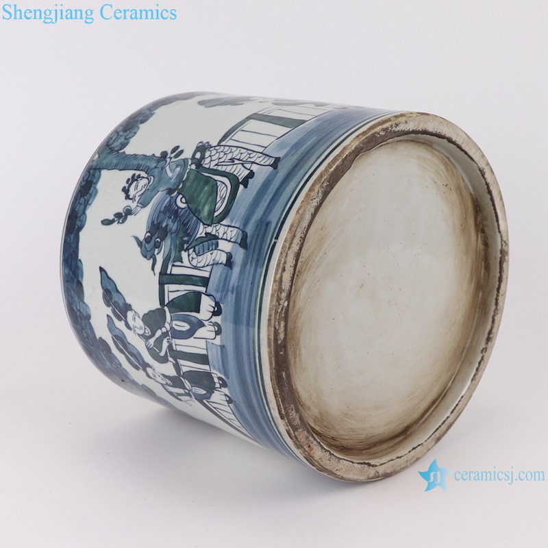 RYKB157-D Antique blue and white people design multi-pattern ceramic pen holder
