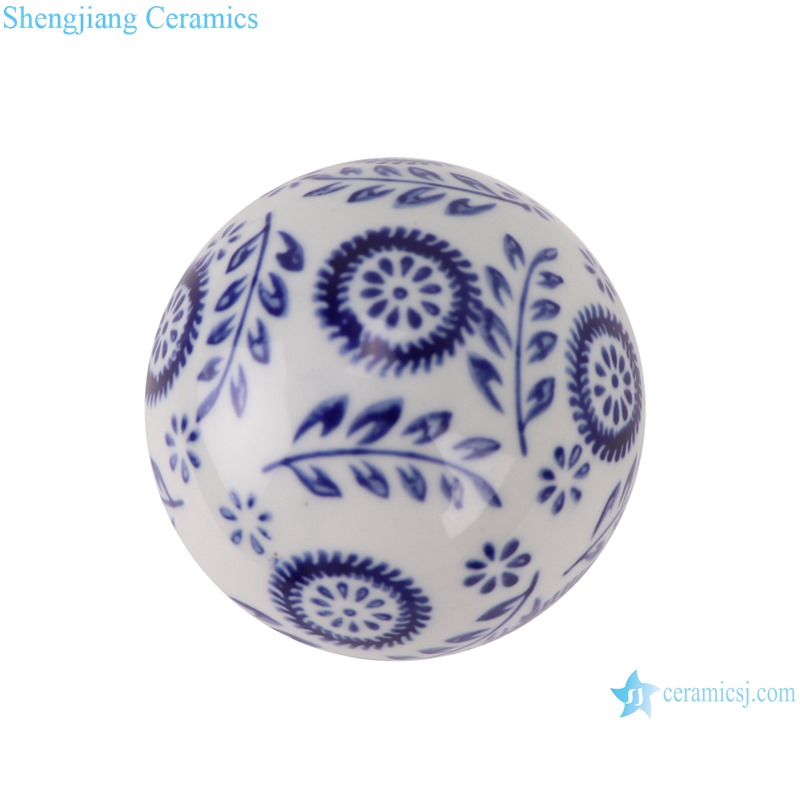 RYPU23-D8-P Blue and white tree leaf pattern floating ball ceramic ball
