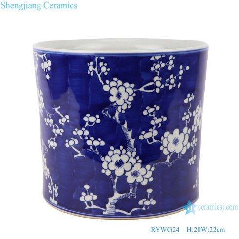 RYWG24_ Jingdezhen Porcelain Plum Blossom hand painted blue and white ceramic pen holder