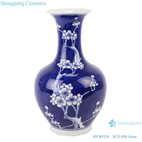 RYWG28 Antique Jingdezhen Crystal Blue glazed Ceramic vase  for living room decoration 