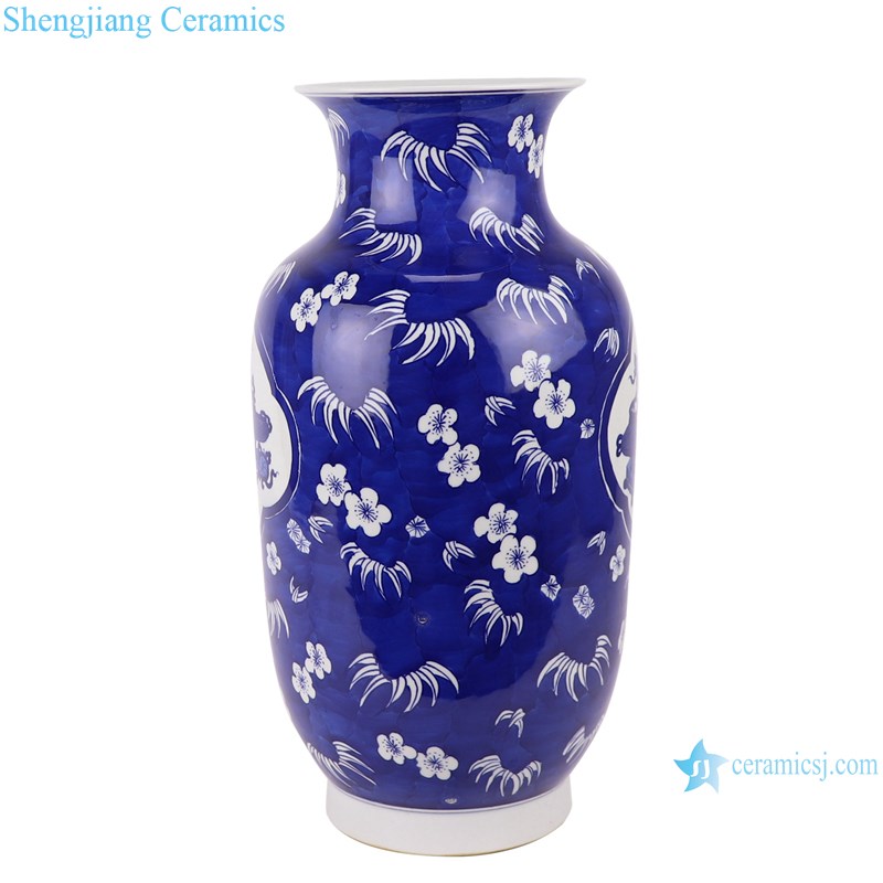 RYWG35 blue and white ice plum design ceramic vase- profile