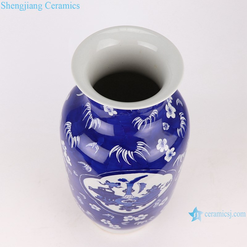 RYWG35 blue and white ice plum design ceramic vase-top view