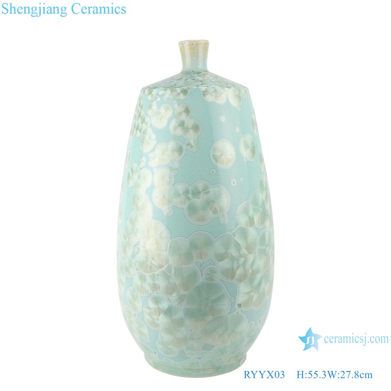 RYYX03 Antique Crystal glaze straight tube white green ceramic vase for home deco