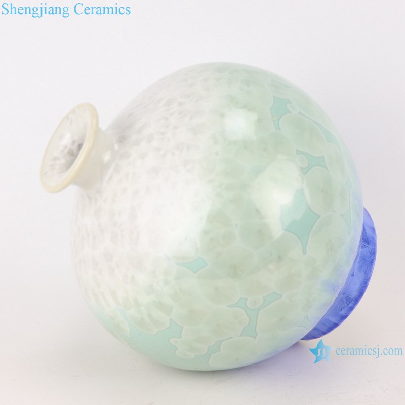 RYYX04 Crystal glaze ceramic vase with white flowers green background-profile