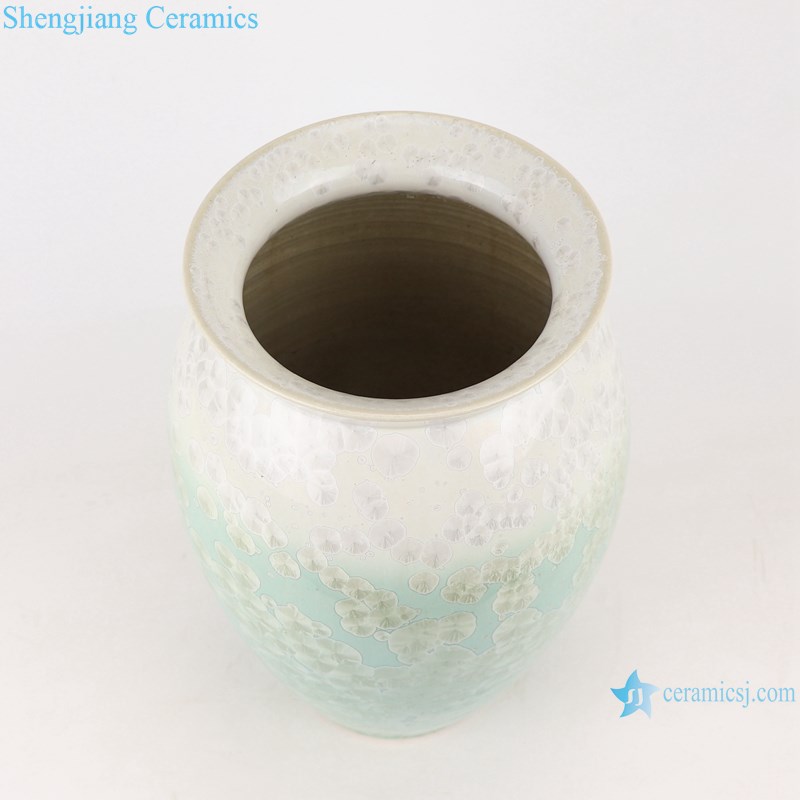 RYYX05 Crystal glaze ceramic vase with white flowers green background-top view