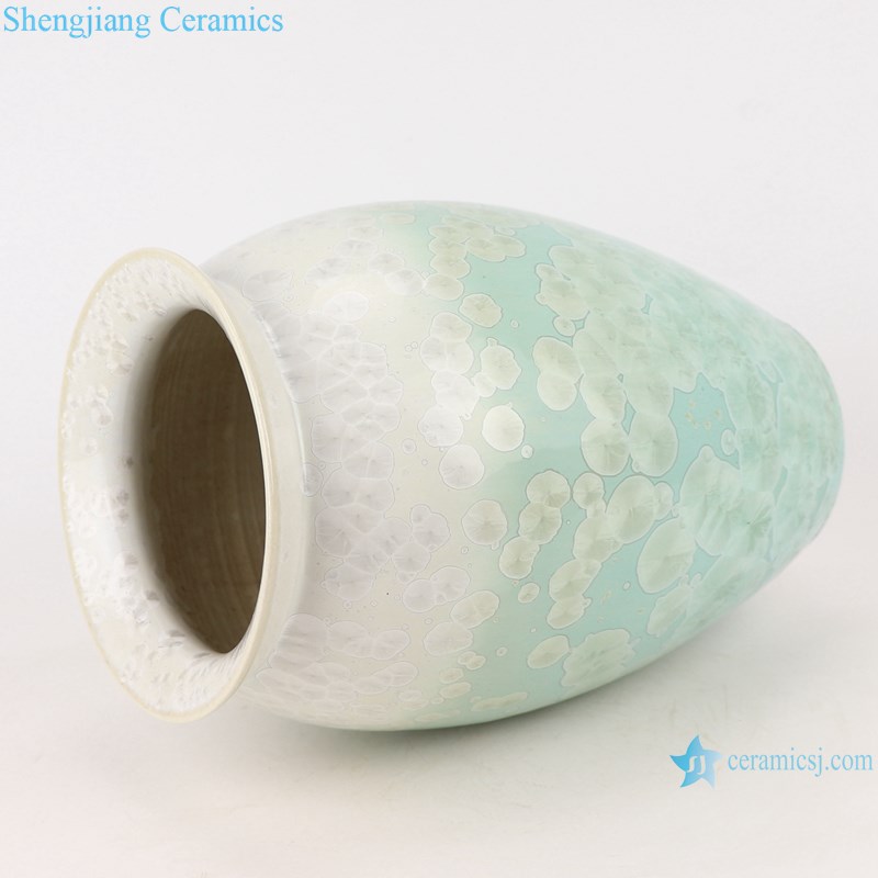 RYYX05 Crystal glaze ceramic vase with white flowers green background-profile