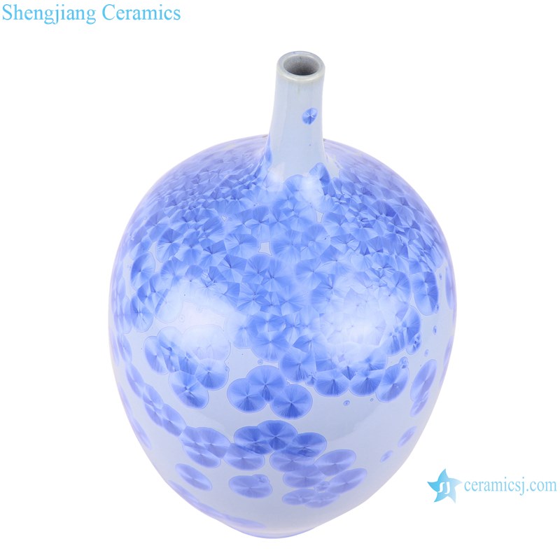 RYYX07-A crystal glaze ceramic vases blue flower pattern-top view