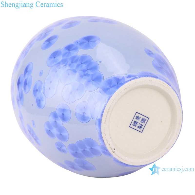 RYYX07-A crystal glaze ceramic vases blue flower pattern-bottom view