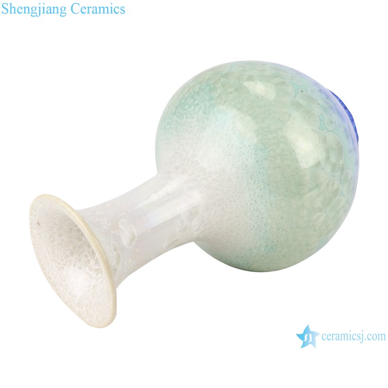 RYYX09 Crystalline glaze white green blue bottom vase decoration-profile