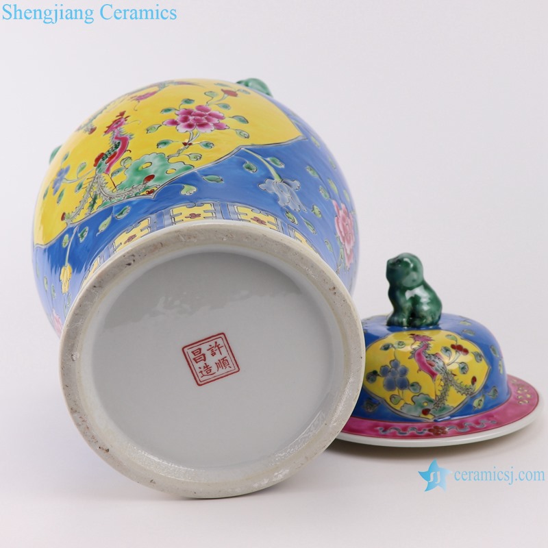 RYZG34-A Jingdezhen family rose painted jinlinlang wrapped zhilan ceramic general pot ceramic jars