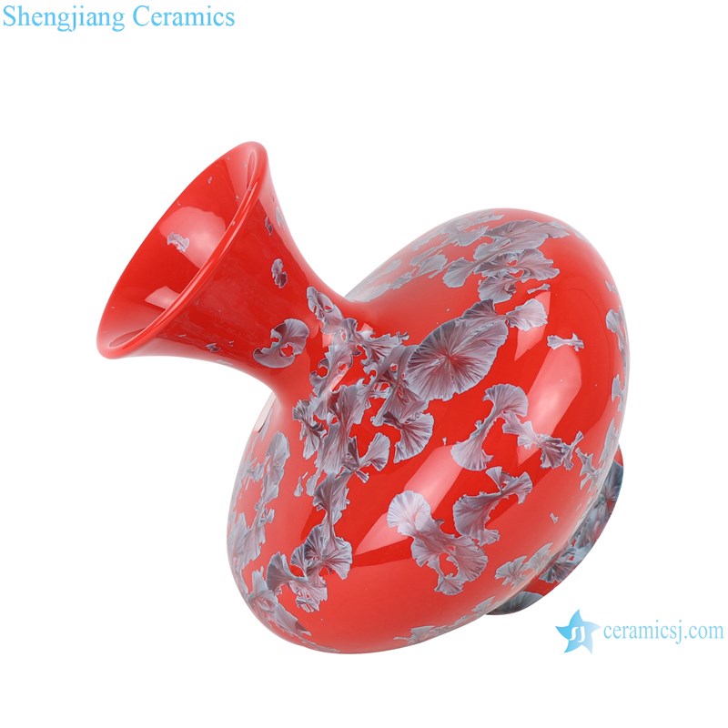 RZCU04 Flat belly bottle with crystallized glaze red background ceramic vase-profile