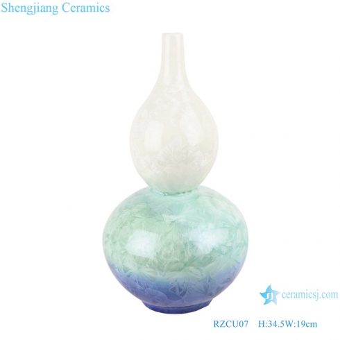 RZCU07 Classic Crystalline Porcelain glaze white green blue color ceramic decorative tabletop vase
