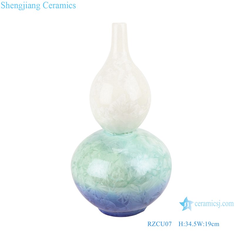 RZCU07 Classic Crystalline Porcelain glaze white green blue color ceramic decorative tabletop vase