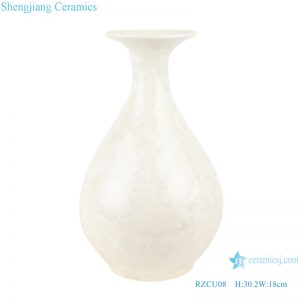 RZCU08 Jingdezhen handcraft Pure white jade vase with crystal glaze flower pattern ceramic tabletop vase