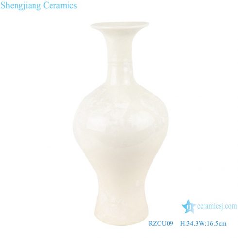 RZCU09 Jingdezhen Handcraft Pure white jade spring vase with crystal glaze decorative tabletop vase 