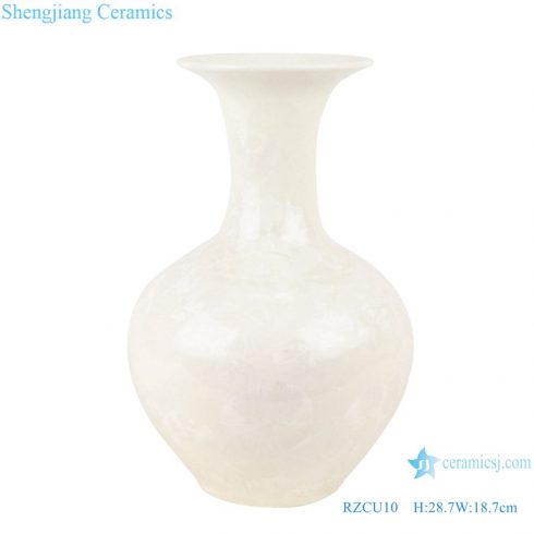 RZCU10 Jingdezhen Classic Pure white jade spring vase with crystal glaze white decorative vase 