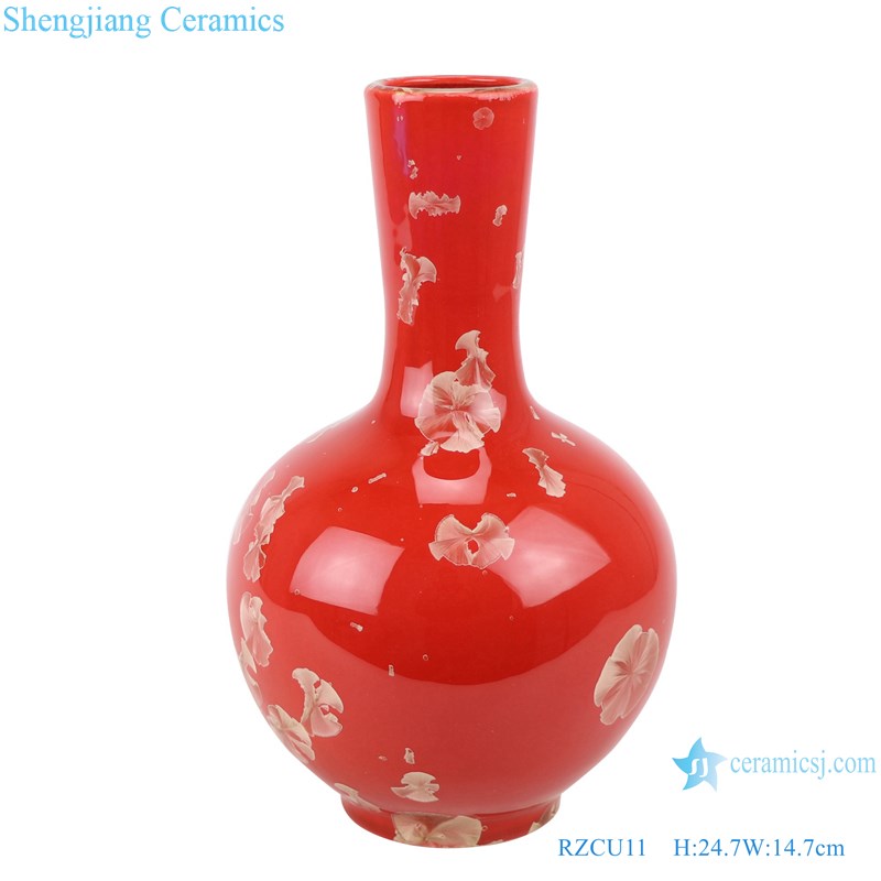 RZCU11 Antique Ceramic vase with crystallized glaze red tabletop room decoration