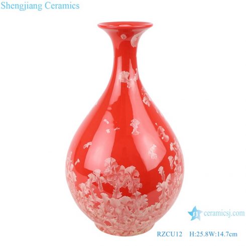 RZCU12 Jingdezhen handmade vase with crystallized glaze red vase for decoration