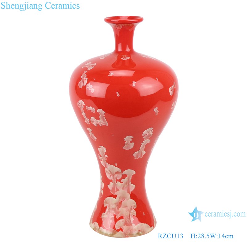 RZCU13 Vintage Chinese red Ceramic tabletop vase for home decoration