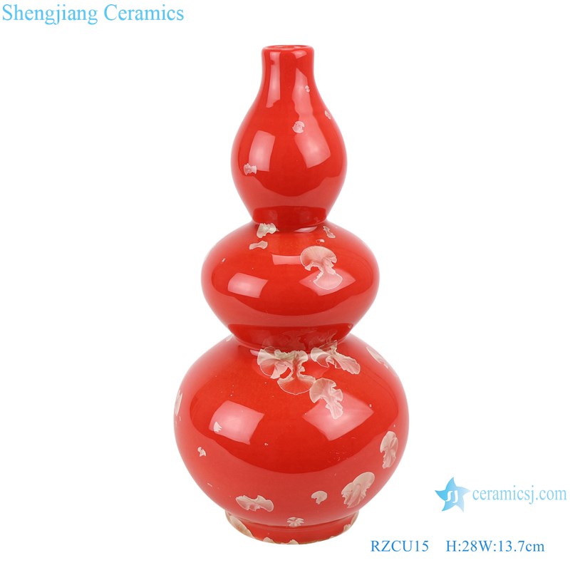 RZCU15 Chinese red Ceramic vase with crystallized glaze porcelain tabletop vase for home decoration