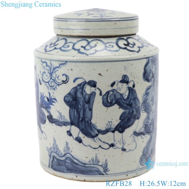 RZFB2 8_Antique handmade blue and white porcelain old style storage jar decorations for home