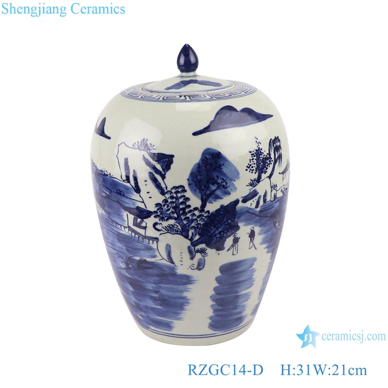 RZGC14-D Blue and white porcelain multi-pattern ceramic storage ginger jar