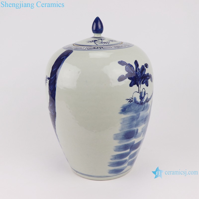 RZGC14-E Blue and white child playing multi-pattern ceramic storage jar 