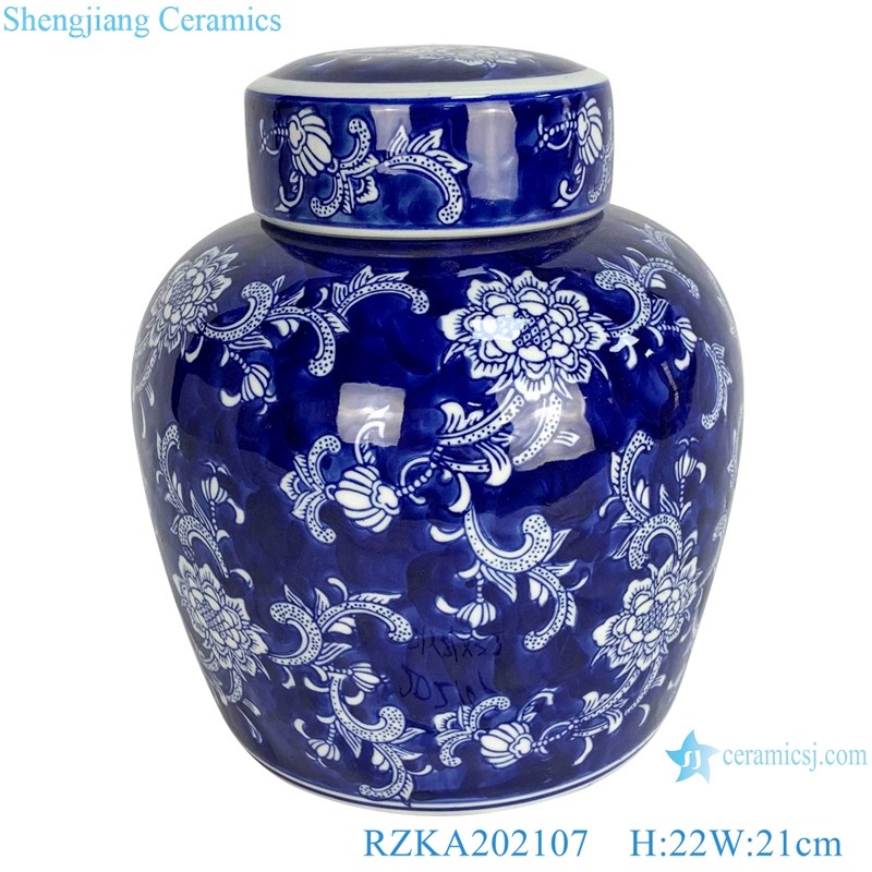 RZKA202107 Blue and white flower pot with blue background 