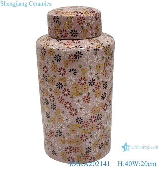 RZKA202141 Jindezheng Ceramic storage jars Pink flowers embellished tall porcelain large pots
