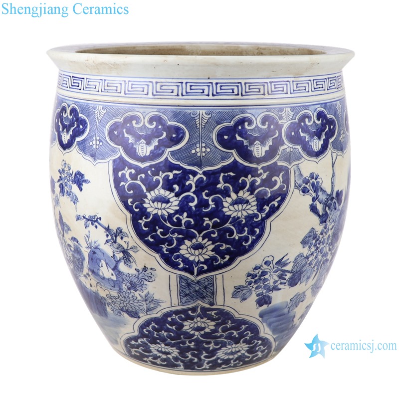 RZKM03 Blue and white imitation of the Qing Dynasty Kangxi year flower and bird aquarium aquarium water tank