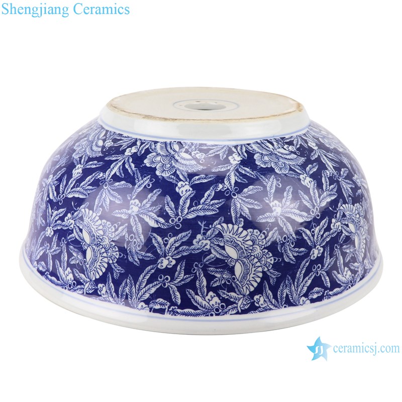 RZLE10 Blue and white ice plum butterfly ceramic wash sink 