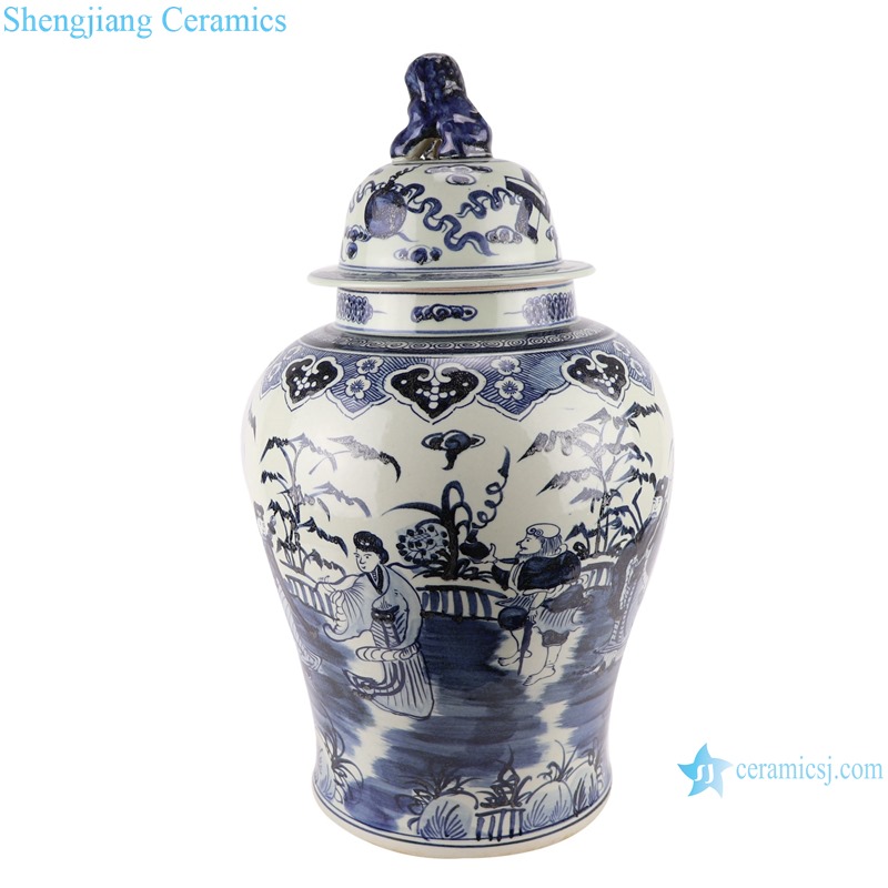 RZMA19-B_Qing Dynasty people kiln pure handmade blue and white double dragon porcelain ginger jars