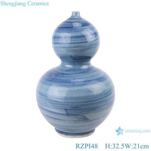RZPI48 Chinese handmade ceramic blue striped decorative gourd vases