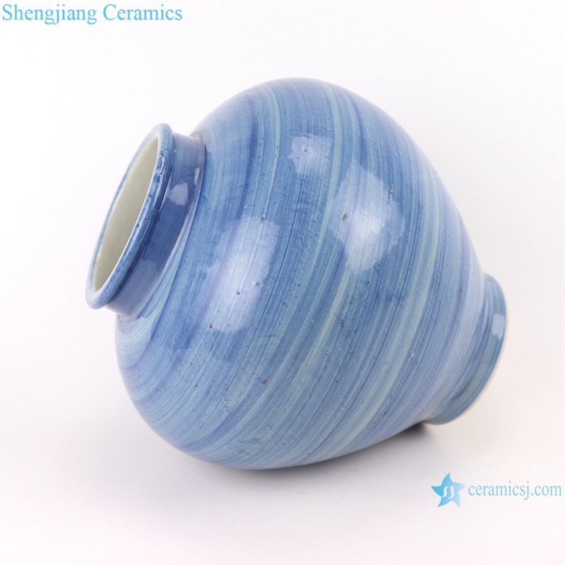 RZPI50 Chinese handmade porcelain blue striped pots storage jars