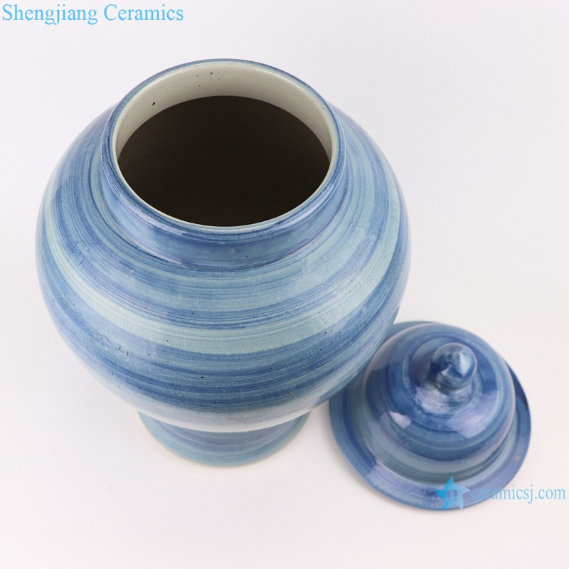 RZPI51 Chinese handmade porcelain blue striped pots ginger jar