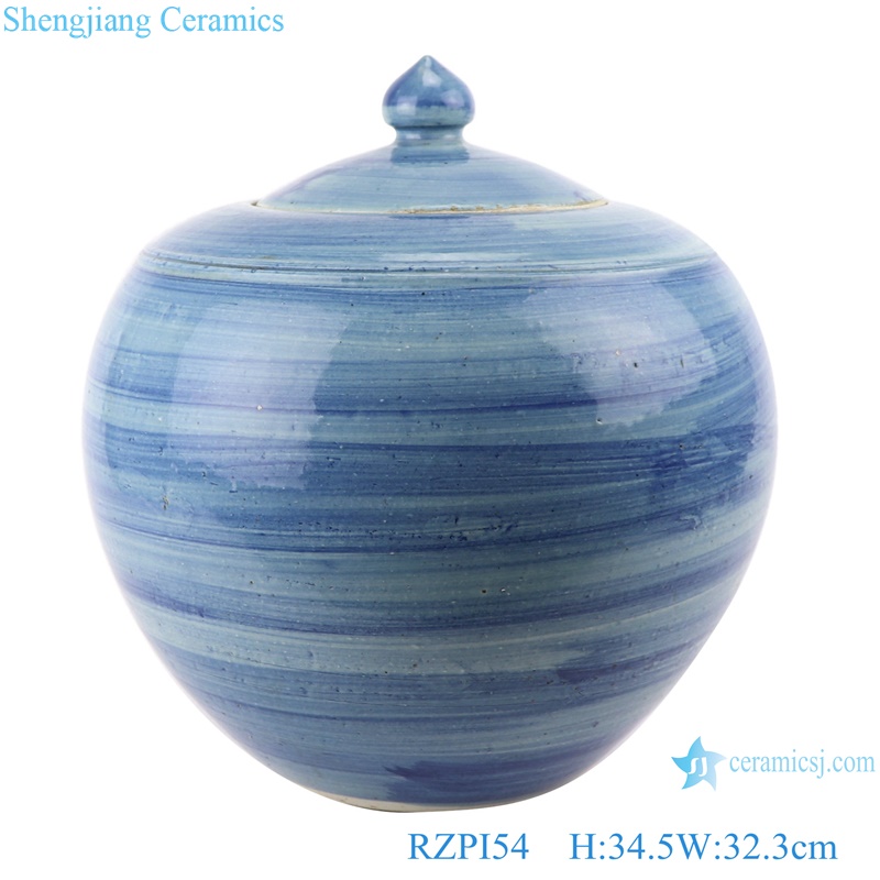 RZPI54 Jingdezhen handmade porcelain blue striped storage pots jars