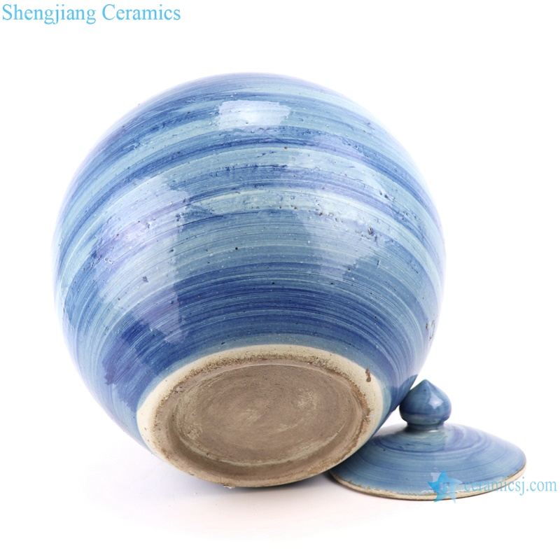 RZPI54 Jingdezhen handmade porcelain blue striped storage pots decoration