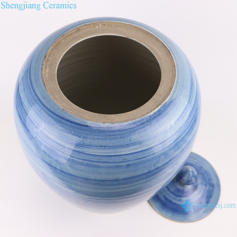 RZPI57 Jingdezhen handmade ceramic blue striped pot decoration storage jars