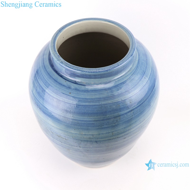 RZPI62 Jingdezhen handmade ceramic blue striped design decorative jar storage pots