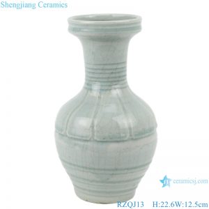 RZQJ13 Jingdezhen hand made plain color porcelain light grey glazed ceramic vase home decor