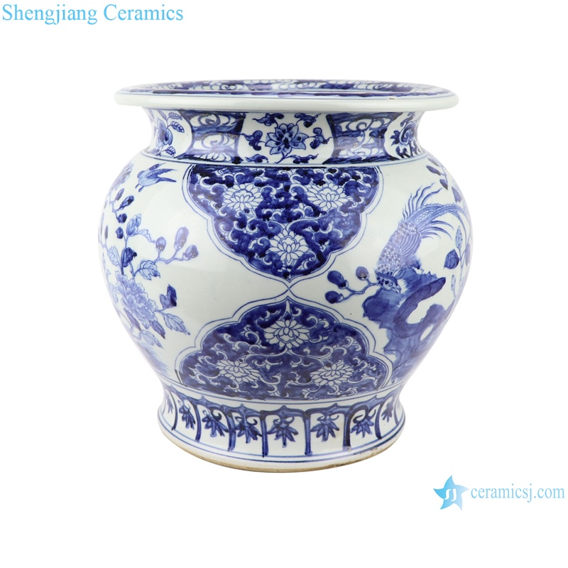  Hand painted fish tank with flower and bird pattern with high imitation ancient blue and white porcelain ware