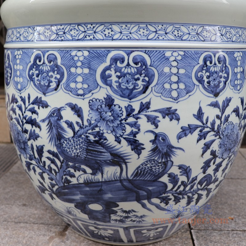 RZSD06-A Jingdezhen handmade blue and white flower birds design ceramic pots 